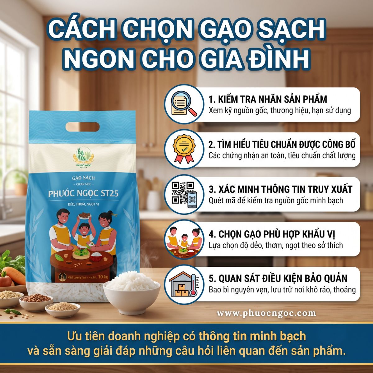 Cách chọn gạo sạch, gạo ngon cho gia đình